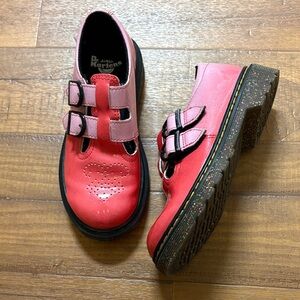 Dr. Martens Kids Gradient Pink Glitter Sole Patent Leather Mary Jane Dress Shoes